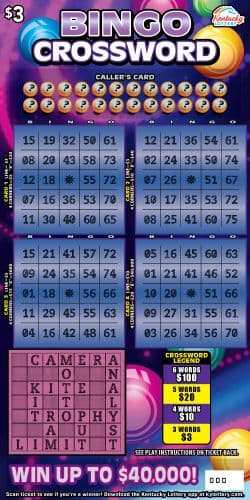 Bingo Crossword Kentucky Lottery scratch-off ticket art