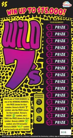 Wild 7's Kentucky Lottery scratch-off ticket art