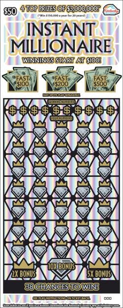 Instant Millionaire Kentucky Lottery scratch-off ticket