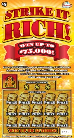 Strike It Rich Kentucky Lottery scratch-off ticket art