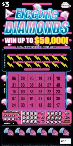 Electric Diamonds Kentucky Lottery scratch-off ticket