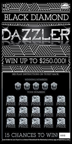 Black Diamond Dazzler Kentucky Lottery scratch-off ticket art