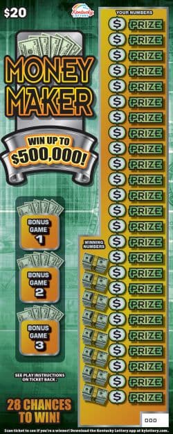 Money Maker Kentucky Lottery scratch-off ticket art