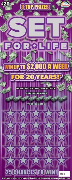 $20 Set For Life Kentucky Lottery scratch-off ticket art