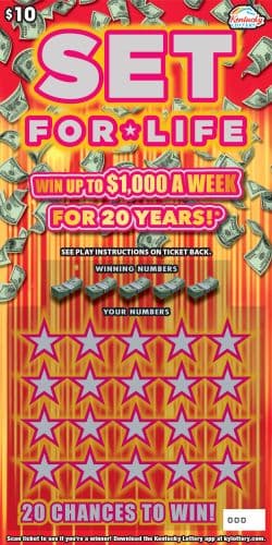 $10 Set For Life Kentucky Lottery scratch-off ticket art