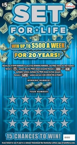 $5 Set For Life Kentucky Lottery scratch-off ticket
