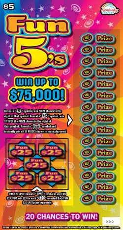 Fun 5's Kentucky Lottery scratch-off ticket art