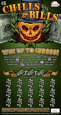 Chills & Bills Kentucky Lottery scratch-off ticket art