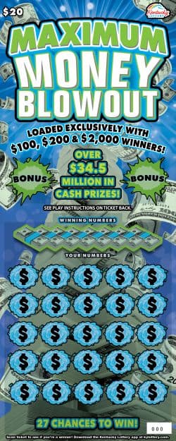 Maximum Money Blowout Kentucky Lottery scratch-off ticket