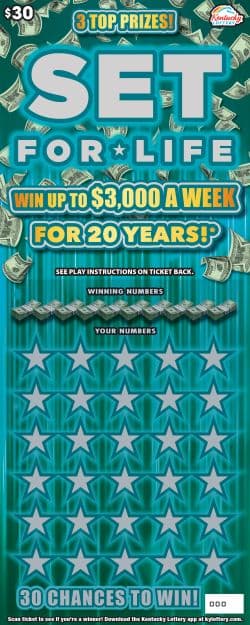 $30 Set For Life Kentucky Lottery scratch-off ticket