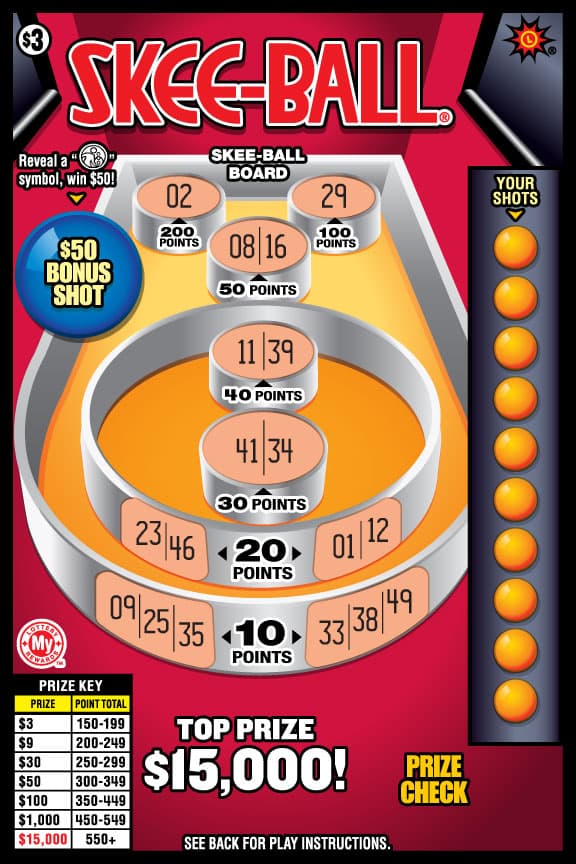 SKEE-BALL® Maryland Lottery scratch-off ticket art