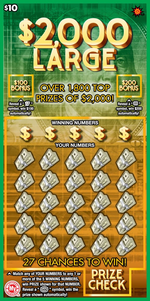 $2,000 Large Maryland Lottery scratch-off ticket