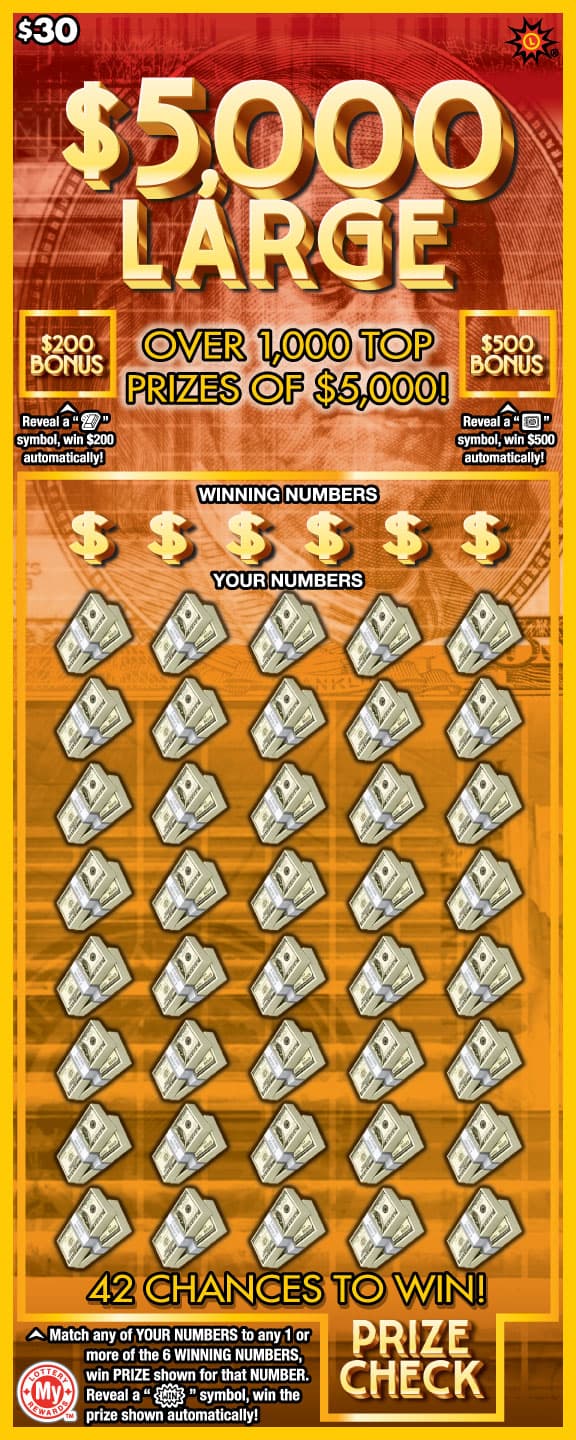 $5,000 Large Maryland Lottery scratch-off ticket art