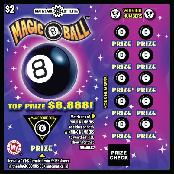 MAGIC 8 BALL™ Maryland Lottery scratch-off ticket art