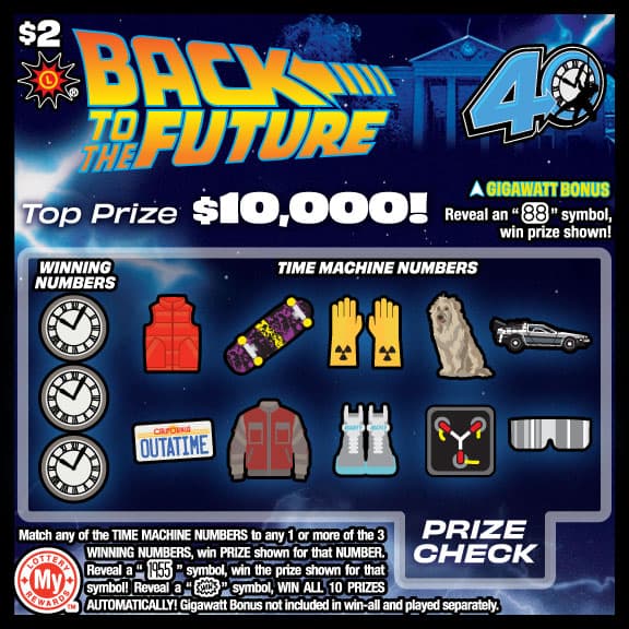 Back to the Future™ Maryland Lottery scratch-off ticket art