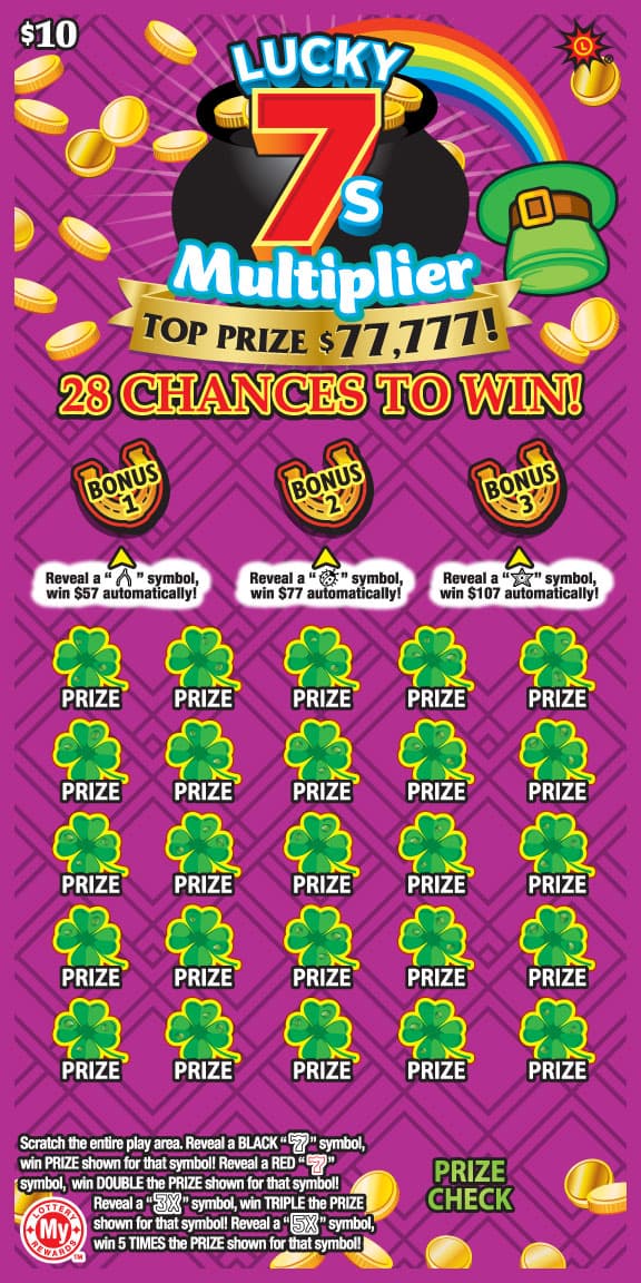 Lucky 7s Multiplier Maryland Lottery scratch-off ticket