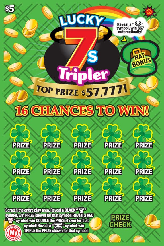 Lucky 7s Tripler Maryland Lottery scratch-off ticket