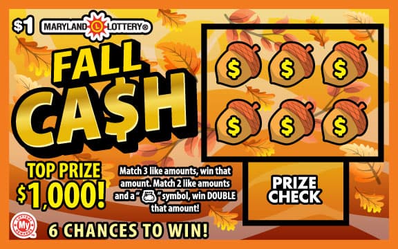CA$H Maryland Lottery scratch-off ticket art