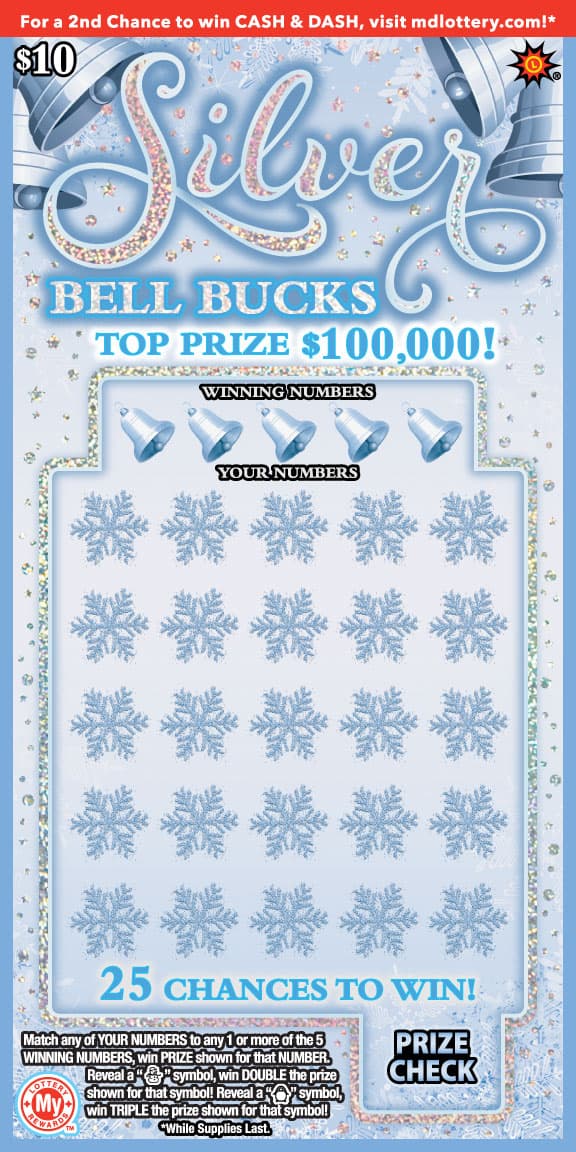 Silver Bell Bucks Maryland Lottery scratch-off ticket art