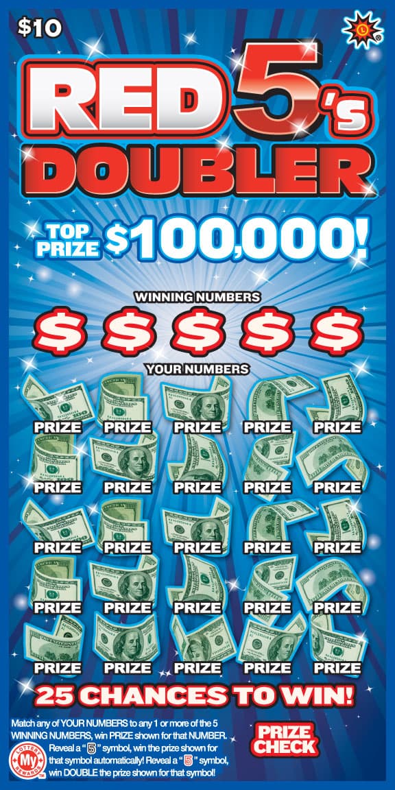 Red 5's Doubler Maryland Lottery scratch-off ticket art