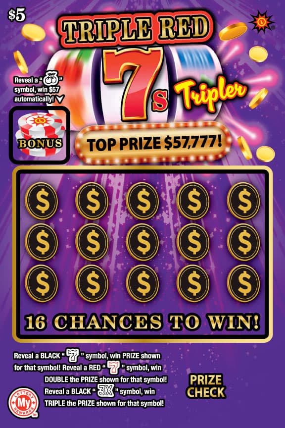 Triple Red 7s Tripler Maryland Lottery scratch-off ticket art