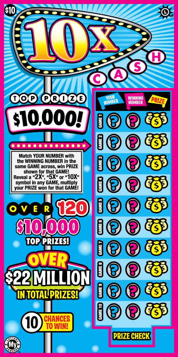 10X Cash Maryland Lottery scratch-off ticket