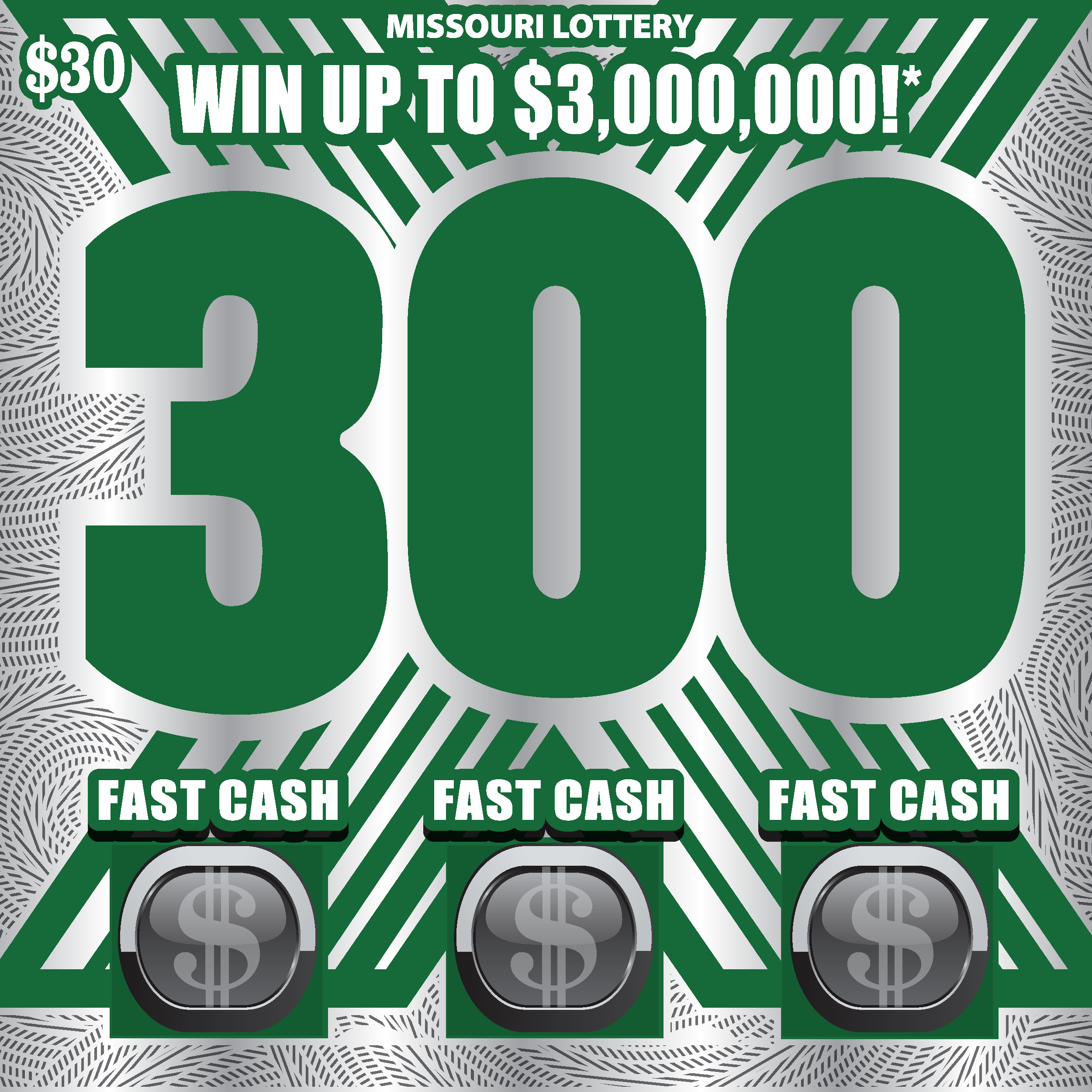 300X Missouri Lottery scratch-off ticket