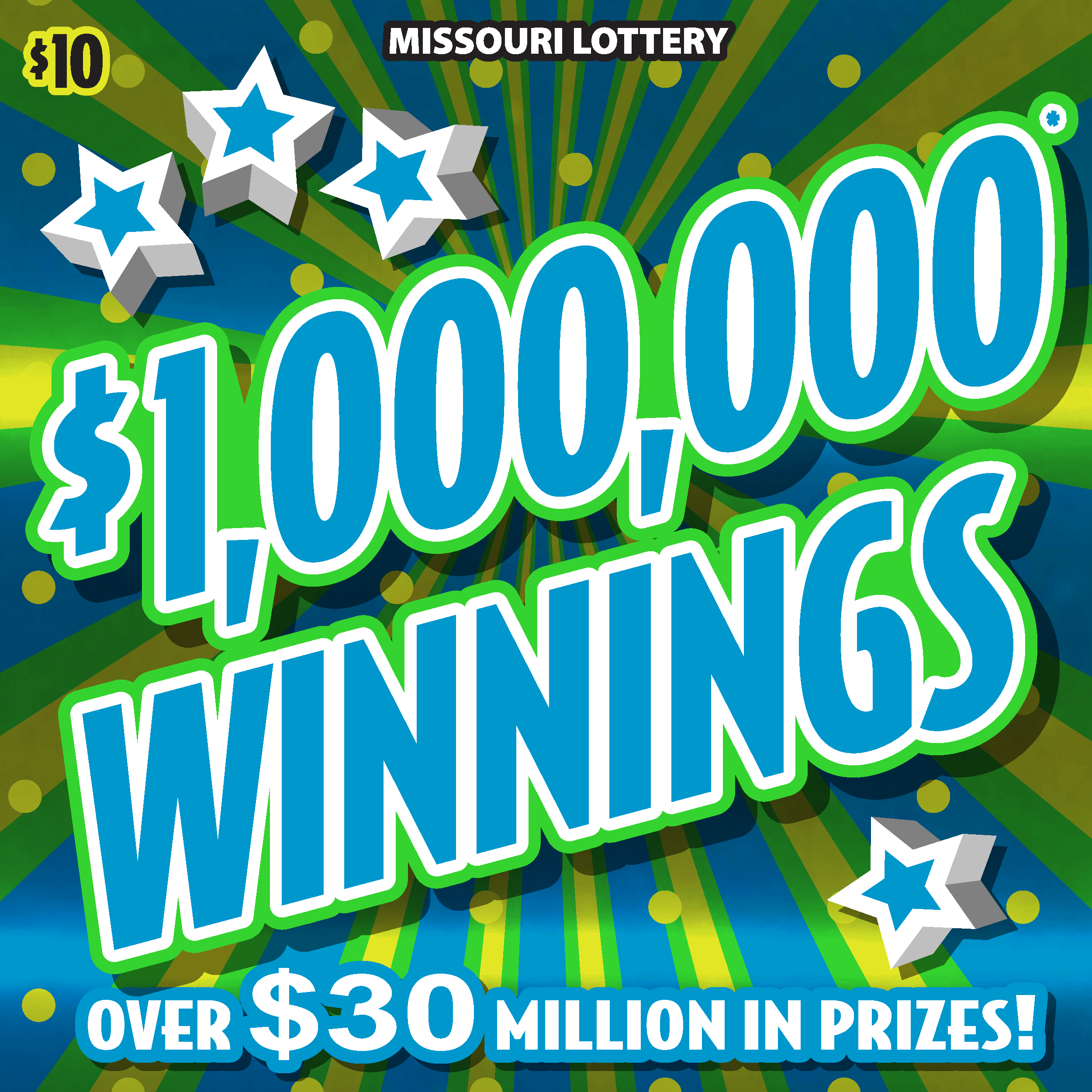 $1,000,000 WINNINGS Missouri Lottery scratch-off ticket art