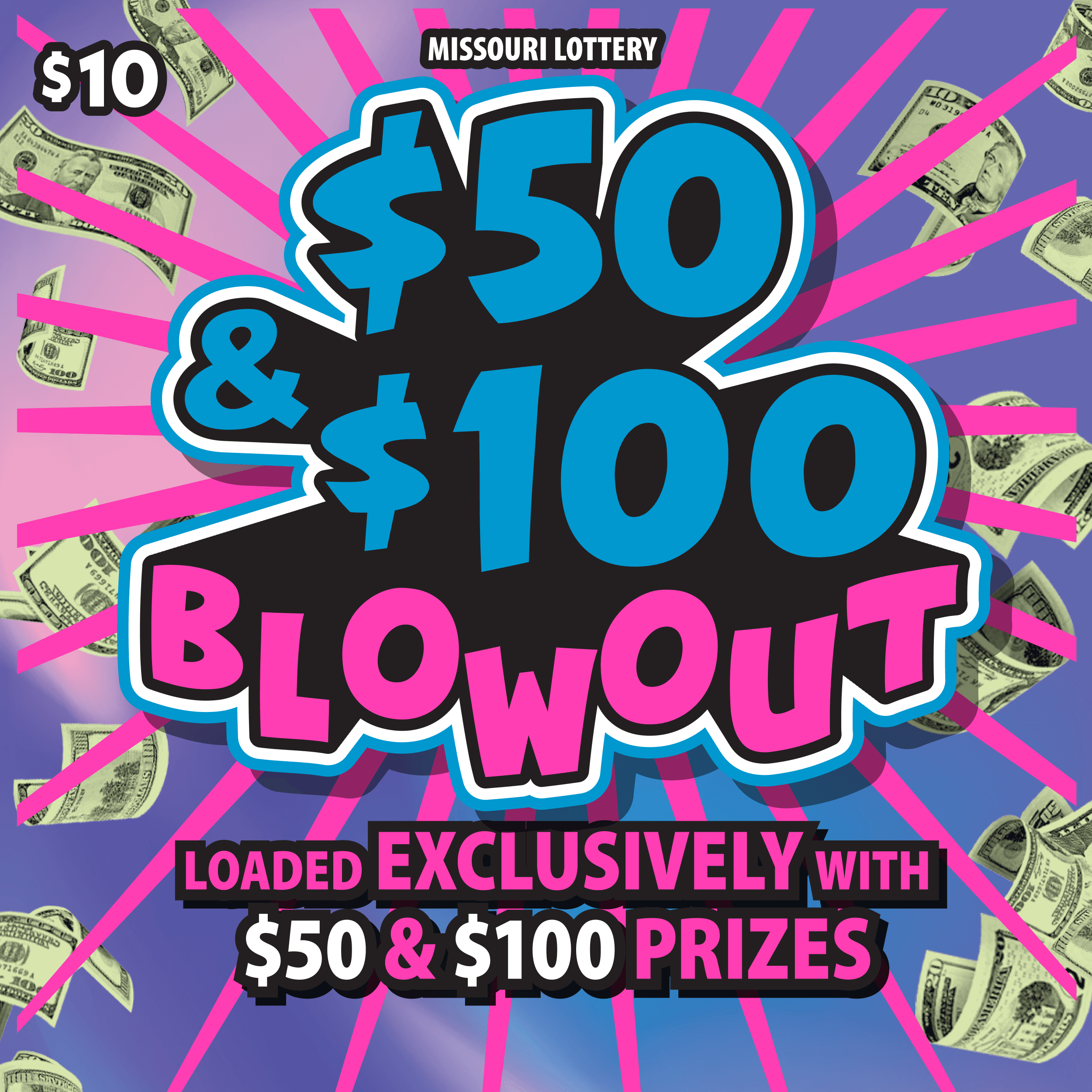 $50 & $100 BLOWOUT Missouri Lottery scratch-off ticket