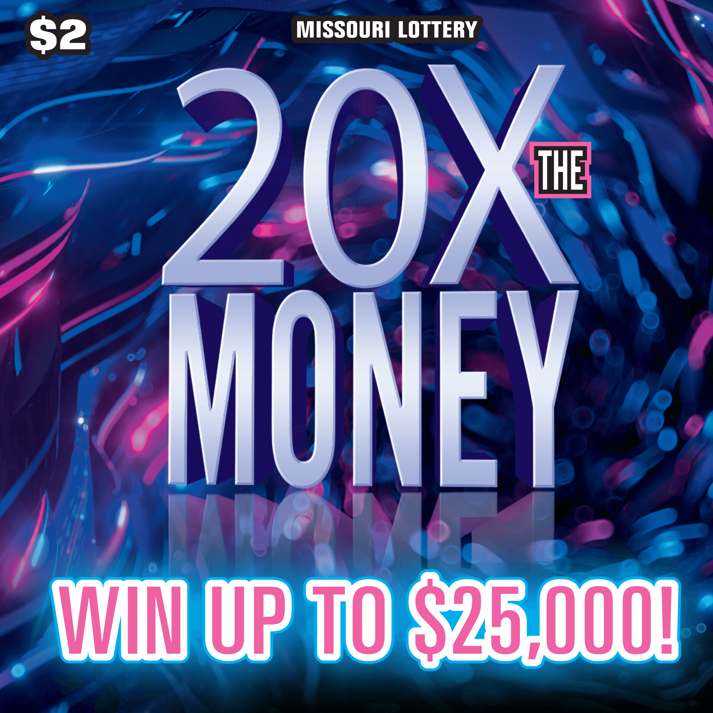 20X the Money Missouri Lottery scratch-off ticket art