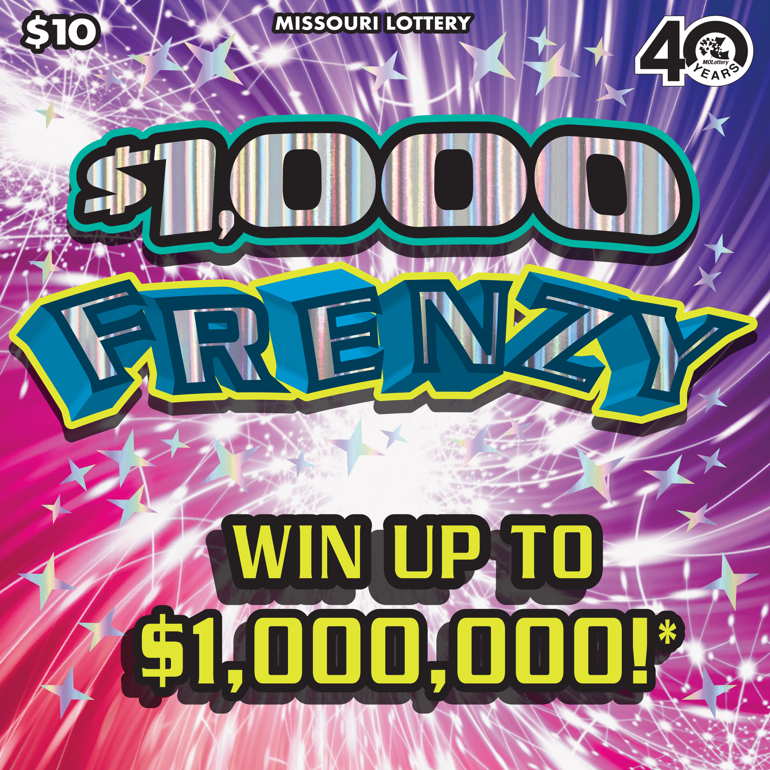$1,000 Frenzy Missouri Lottery scratch-off ticket