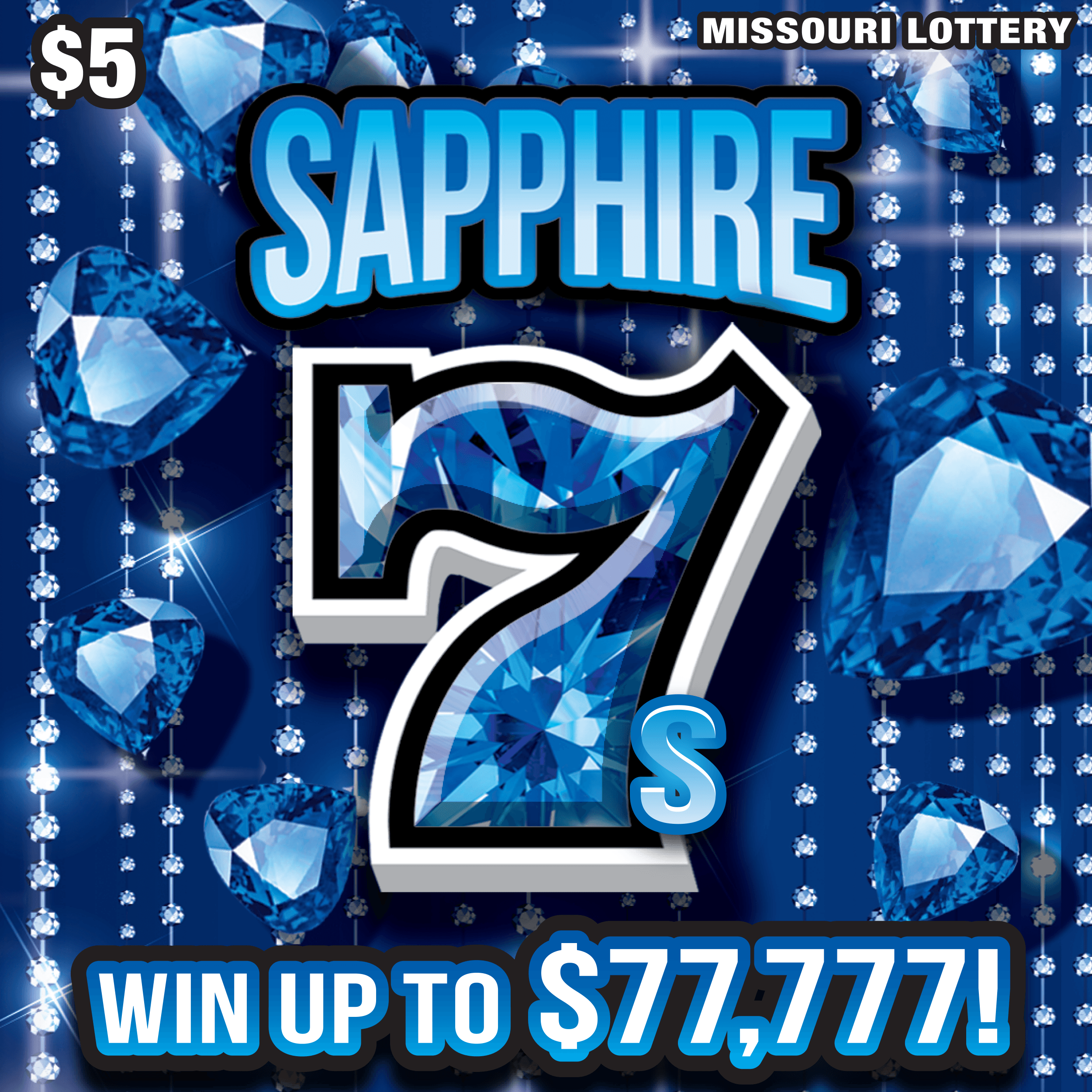 Sapphire 7s Missouri Lottery scratch-off ticket