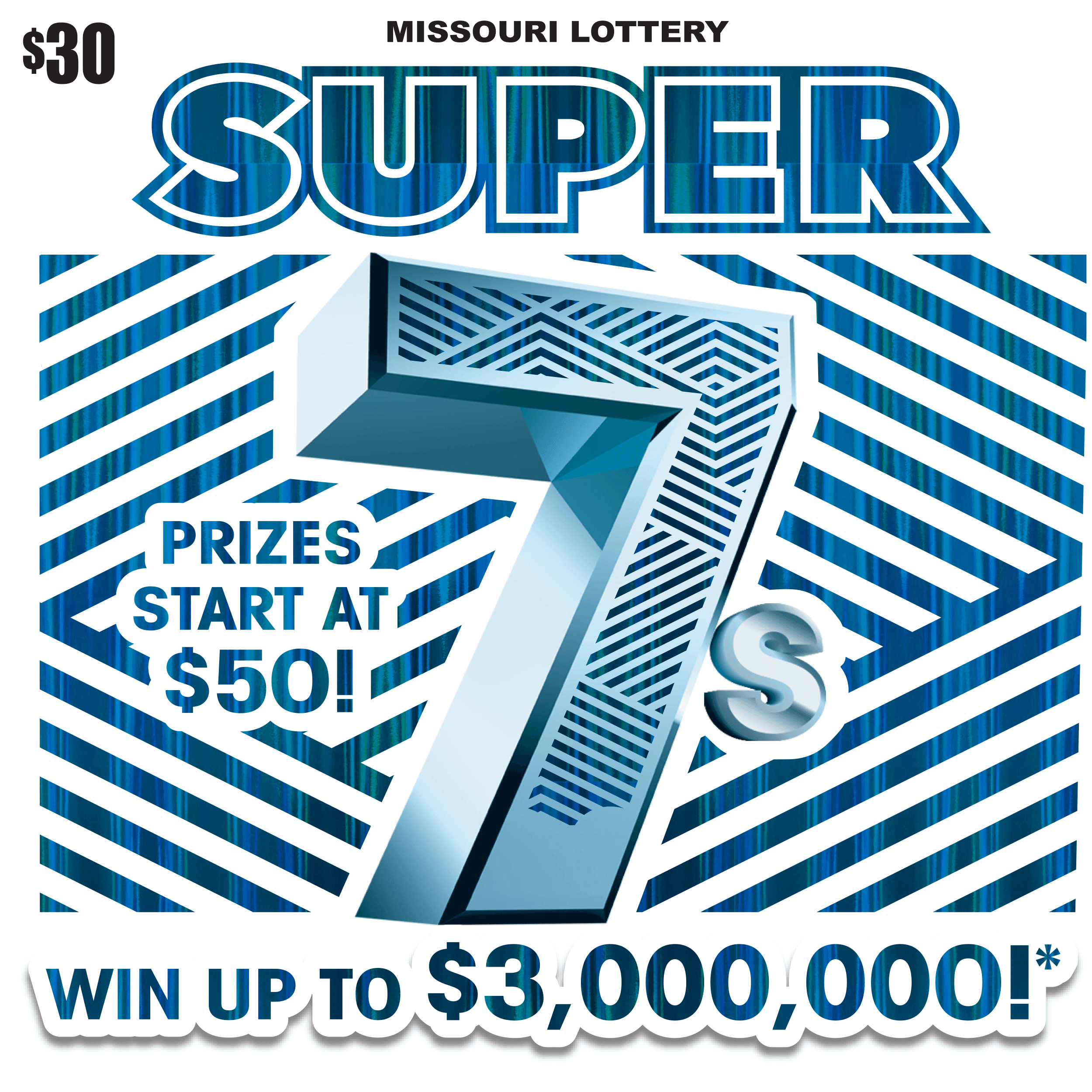 Super 7s Missouri Lottery scratch-off ticket