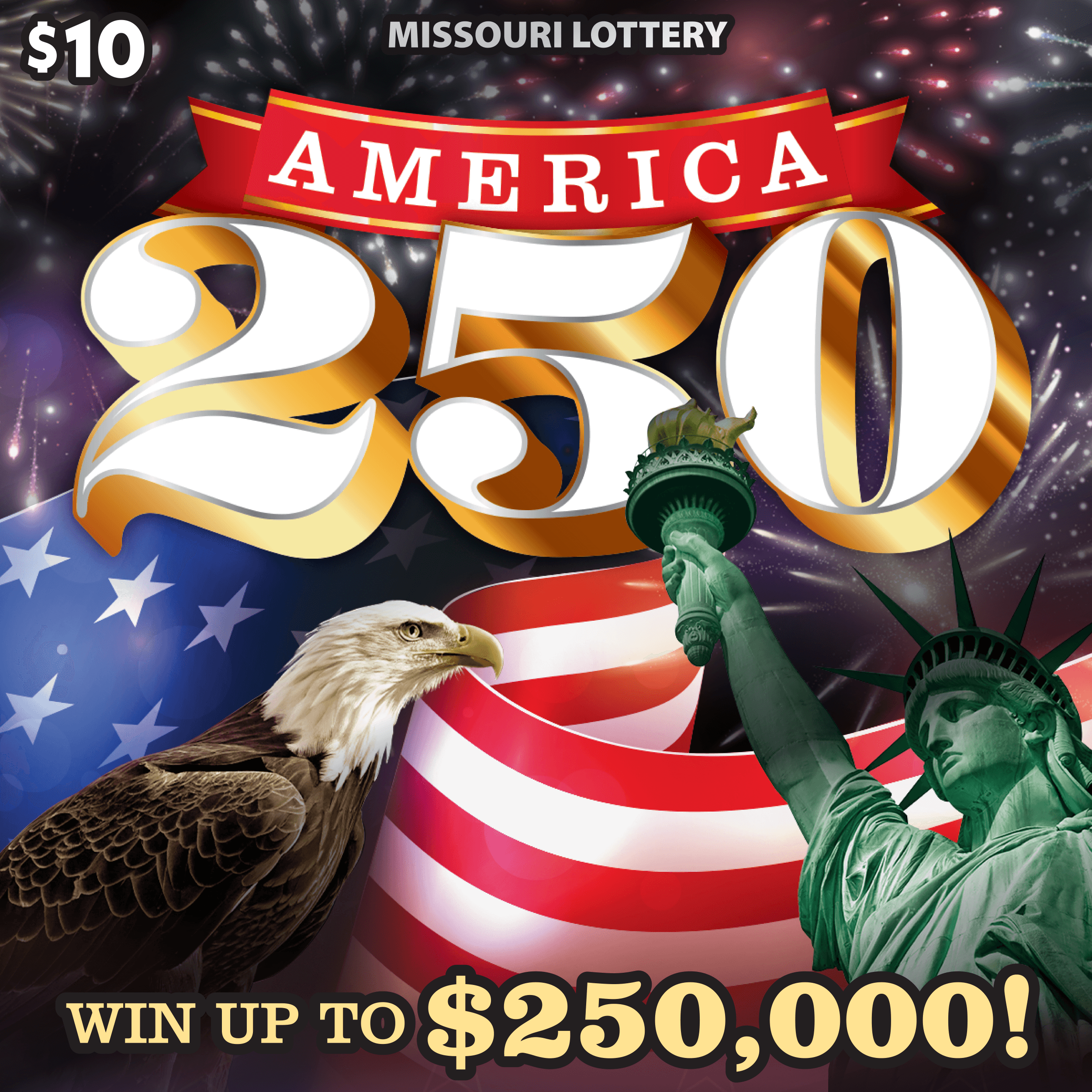 America 250 Missouri Lottery scratch-off ticket