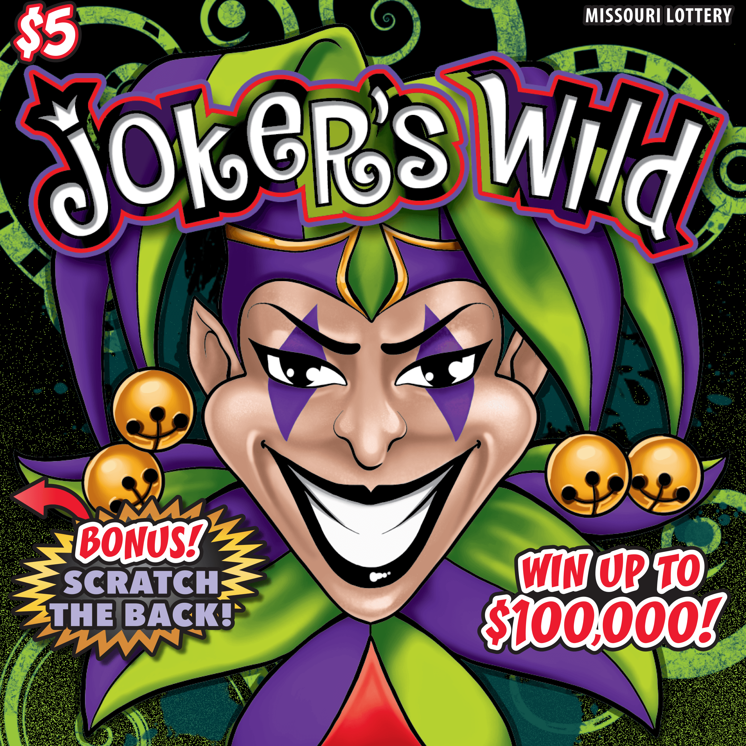 Joker's Wild Missouri Lottery scratch-off ticket art