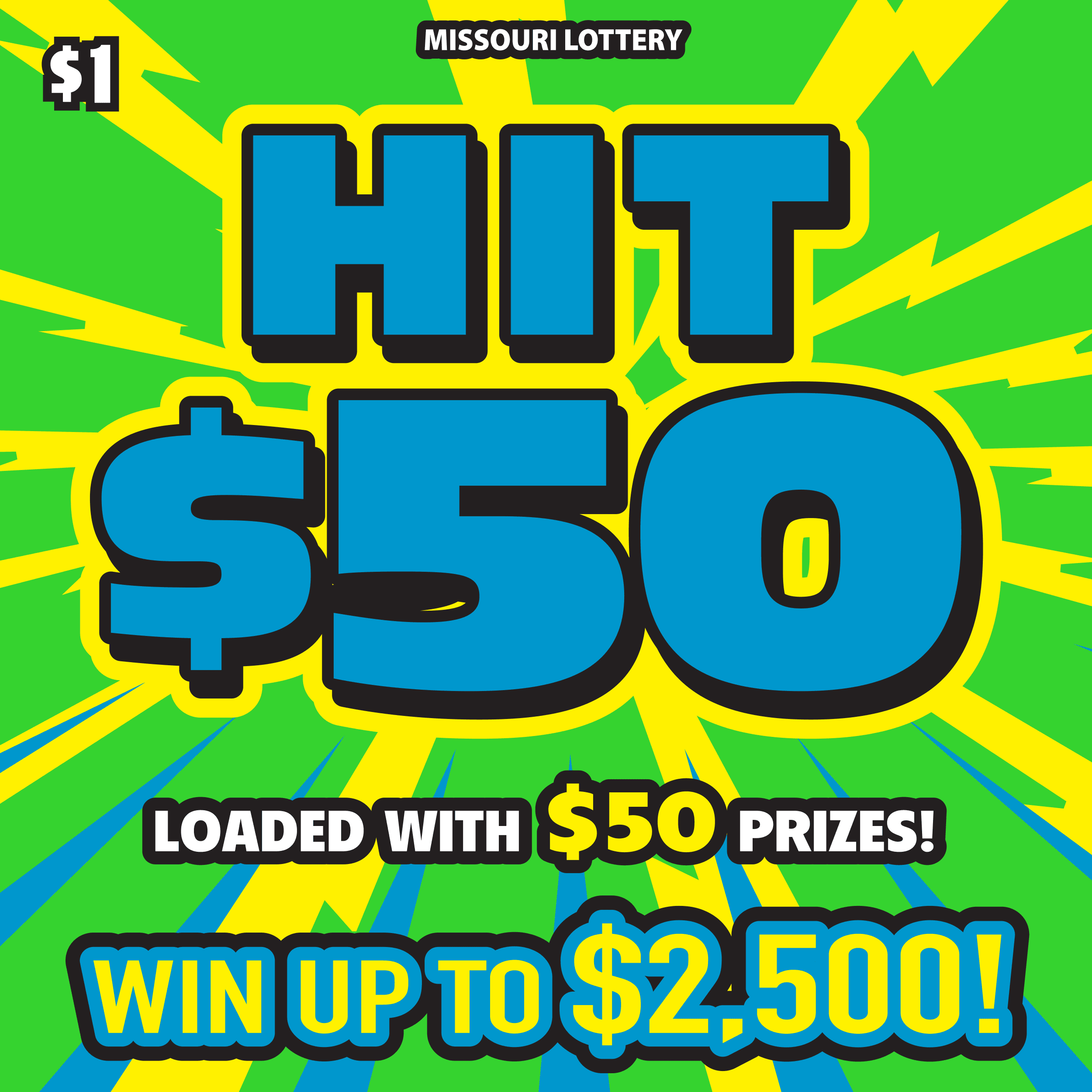 Hit $50 Missouri Lottery scratch-off ticket art