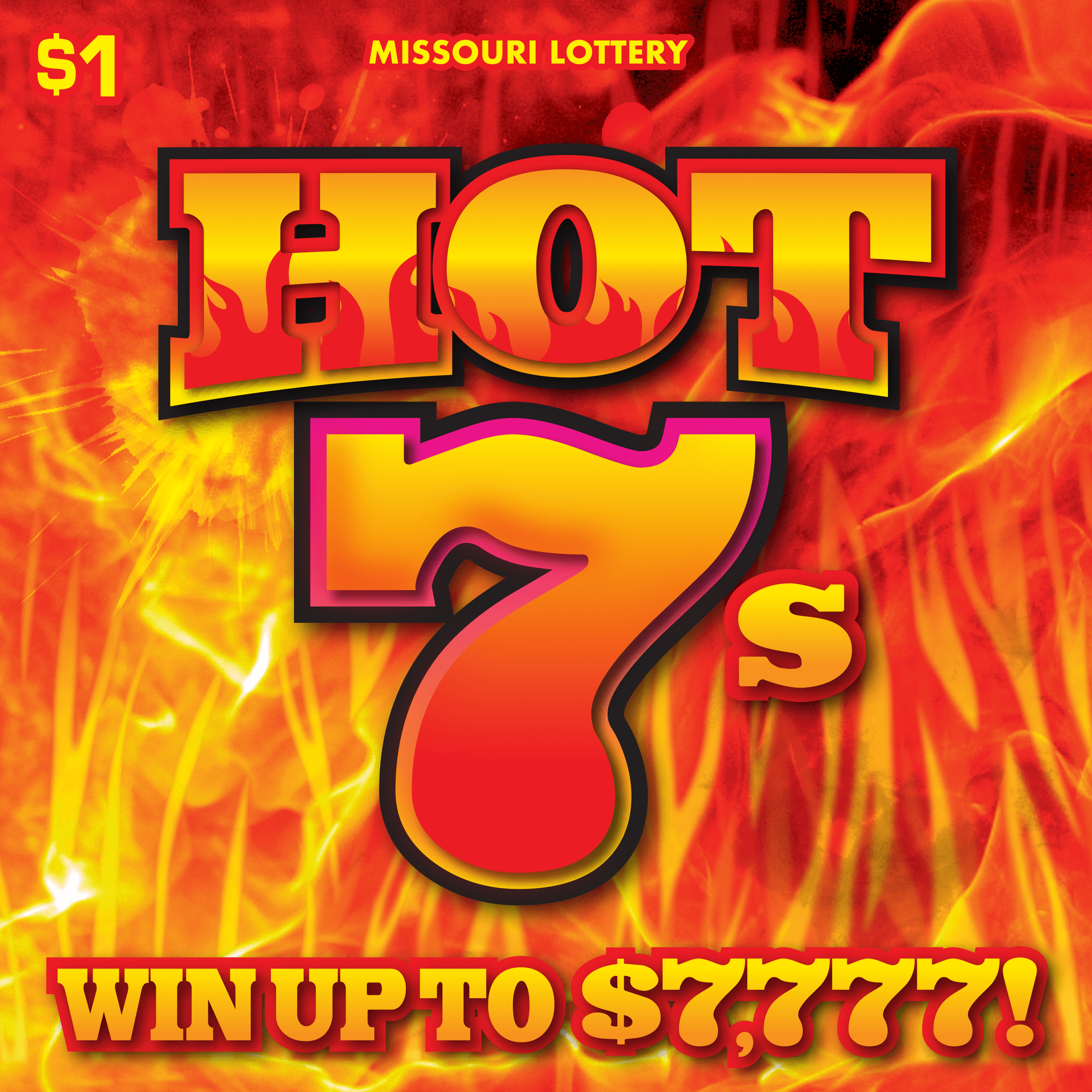 HOT 7s Missouri Lottery scratch-off ticket art