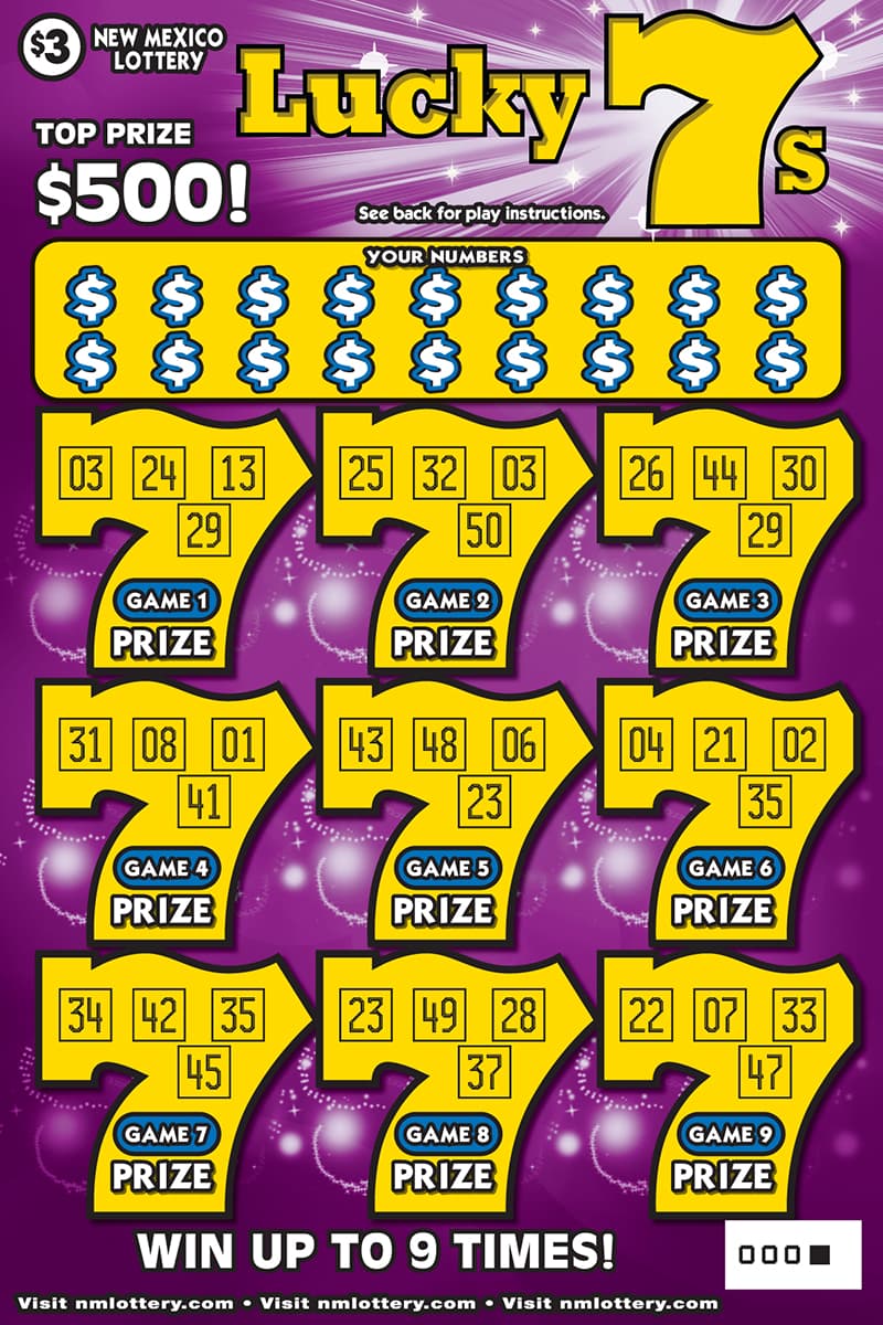 Lucky 7s New Mexico Lottery scratch-off ticket art