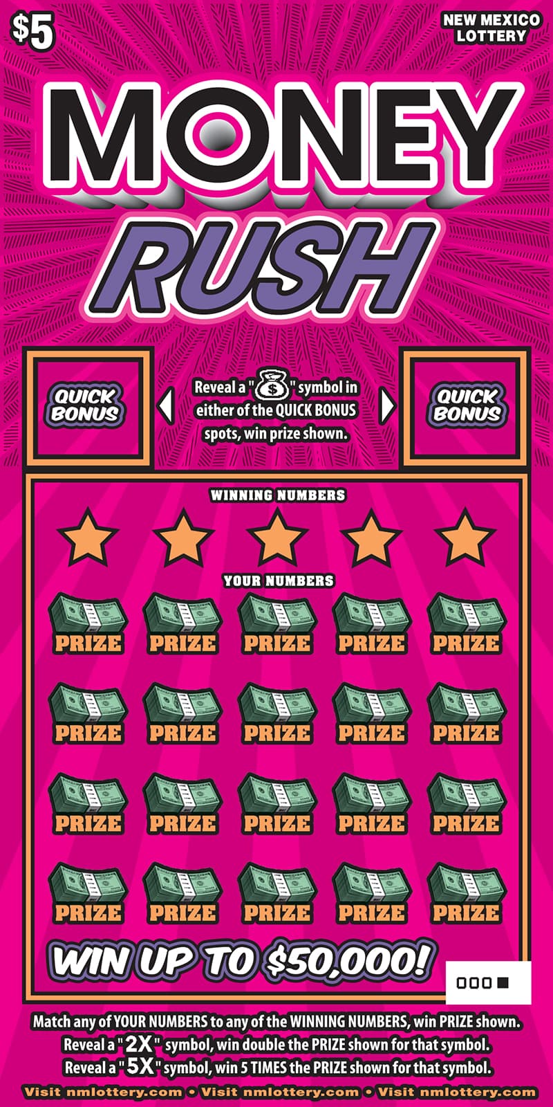 Money Rush New Mexico Lottery scratch-off ticket