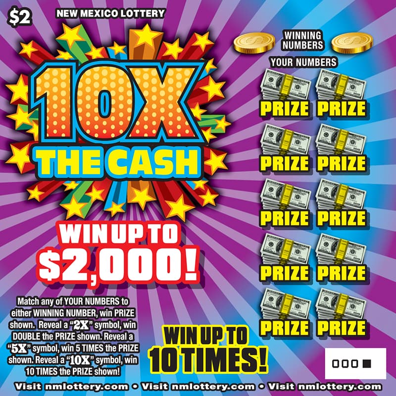 10X the Cash New Mexico Lottery scratch-off ticket art