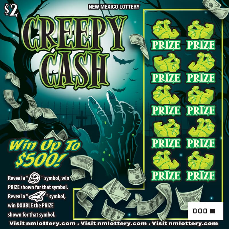 Creepy Cash New Mexico Lottery scratch-off ticket art