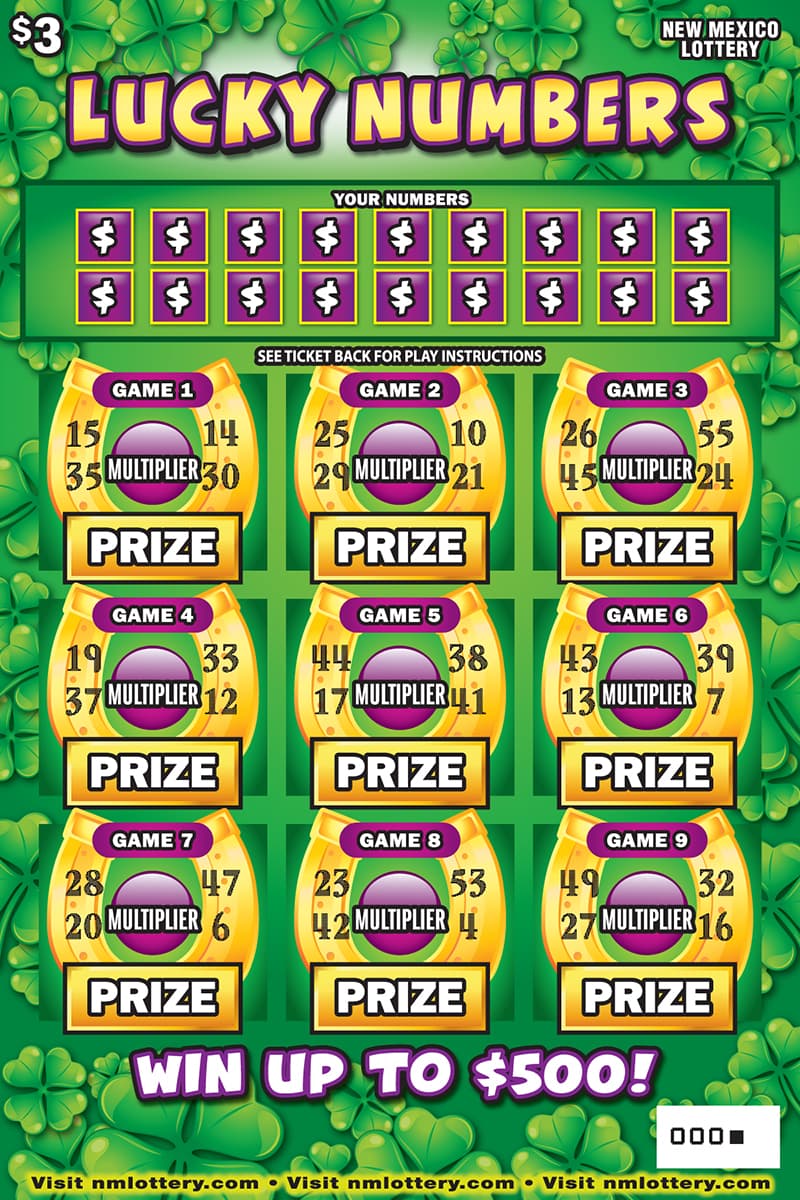 Lucky Numbers New Mexico Lottery scratch-off ticket art