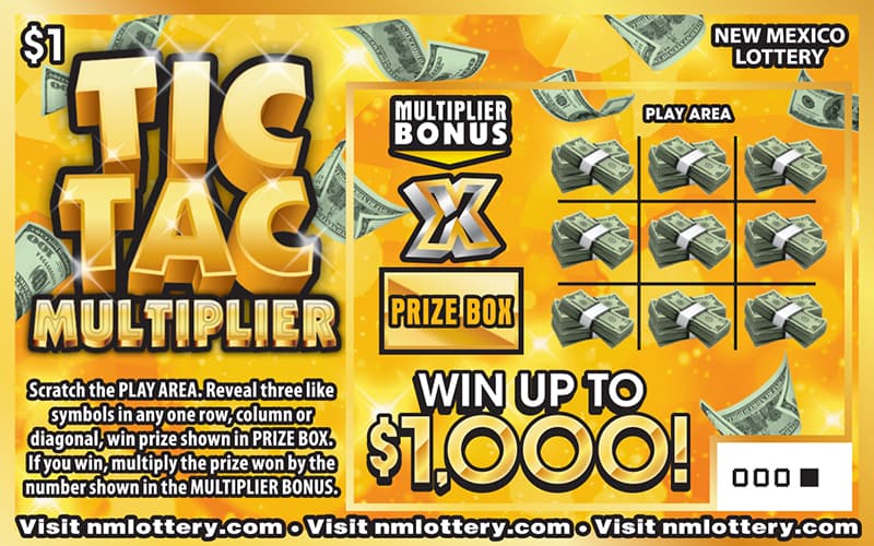 Tic Tac Multiplier New Mexico Lottery scratch-off ticket art
