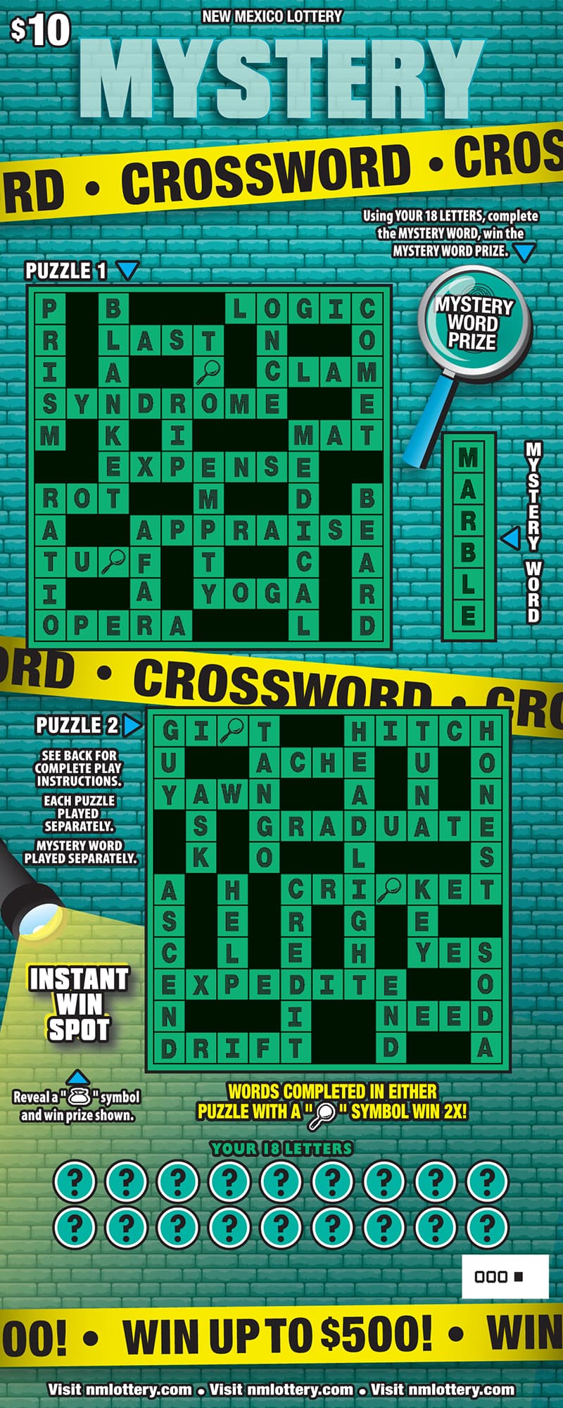 MYSTERY CROSSWORD New Mexico Lottery scratch-off ticket art