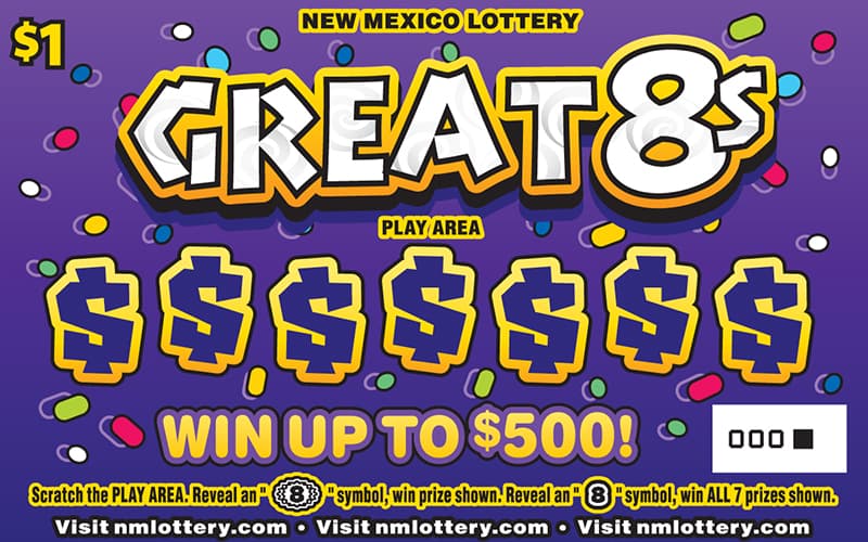 Great 8s New Mexico Lottery scratch-off ticket art