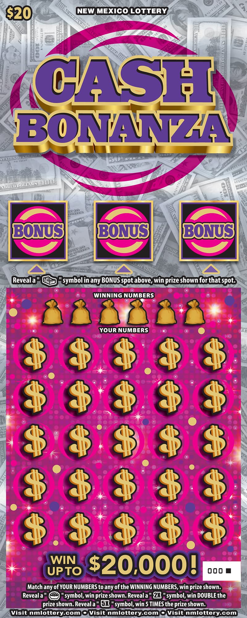 Cash Bonanza New Mexico Lottery scratch-off ticket
