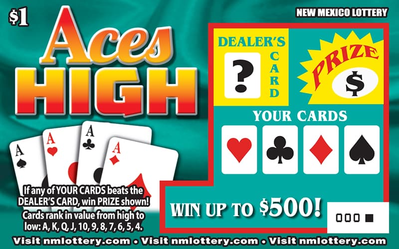 Aces High New Mexico Lottery scratch-off ticket art