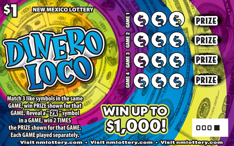 Dinero Loco New Mexico Lottery scratch-off ticket art