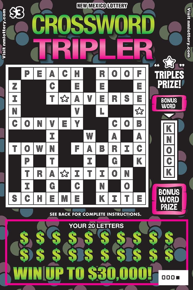Crossword Tripler New Mexico Lottery scratch-off ticket art
