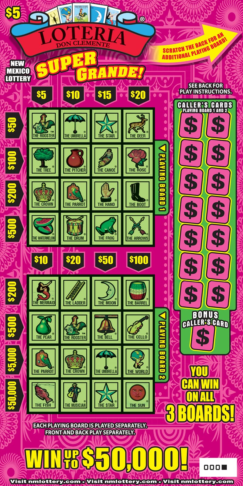 LOTERIA™ Super Grande! New Mexico Lottery scratch-off ticket art